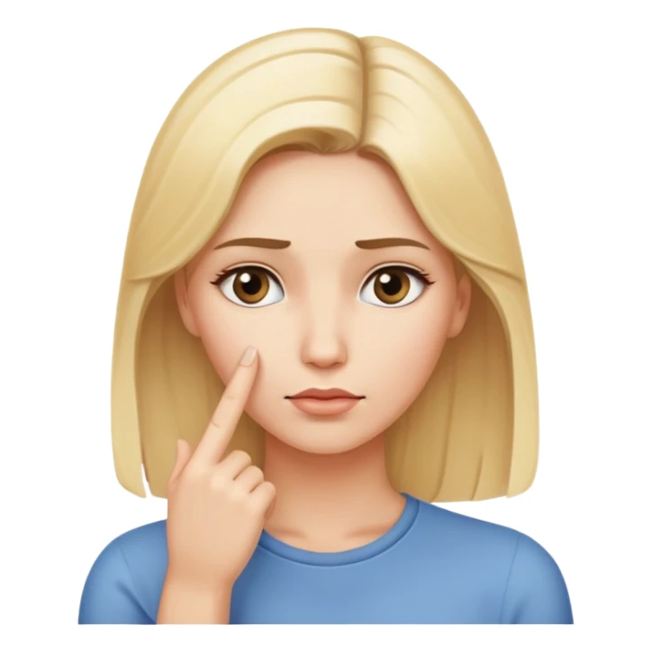 blond woman with a finger touching head to show she is thinking sticker