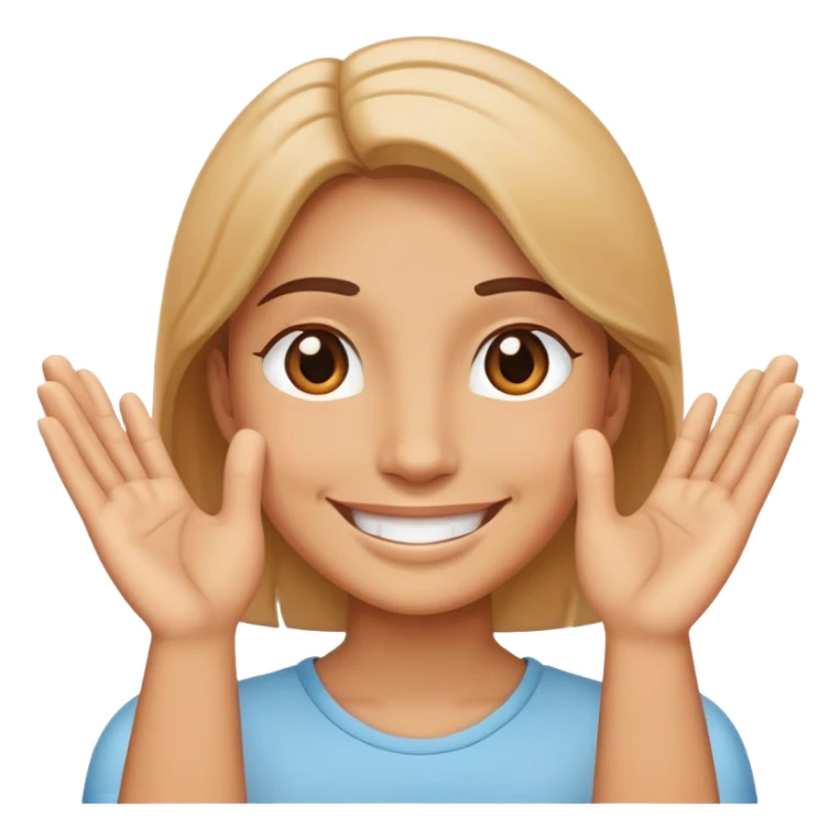 Smiling face with hands pressed together in gratitude, representing politeness sticker