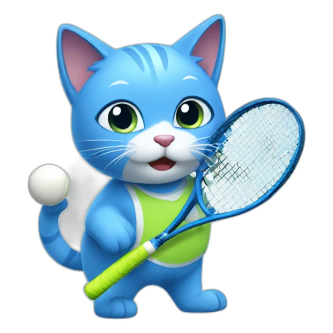 Lovely blue cat playing tennis sticker