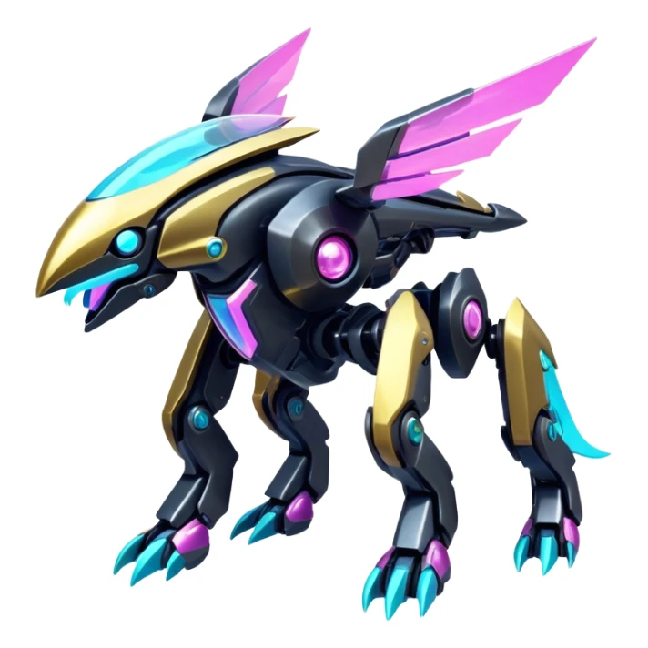  Epic legendary rare glowing mechanical Shiny sparkly transparent bioluminescent luminescent vibrant bright pastel dark exotic iridescent colorful gradients futuristic modern metallic glossy glittery fantasy-cyber-Fakémon-Vernid-Palkia-mecha-creature sticker