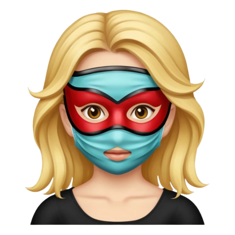 A girl with a mask sticker