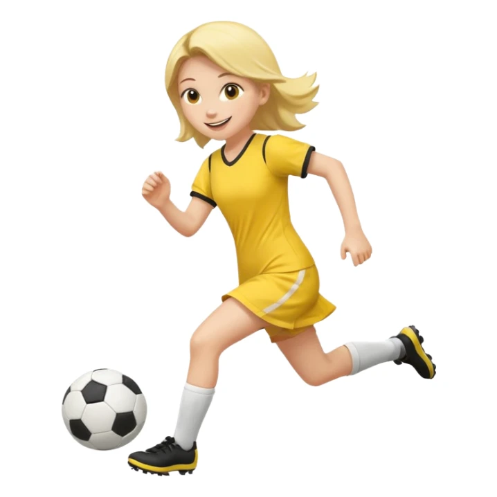 kids play soccer in yellow dress sticker
