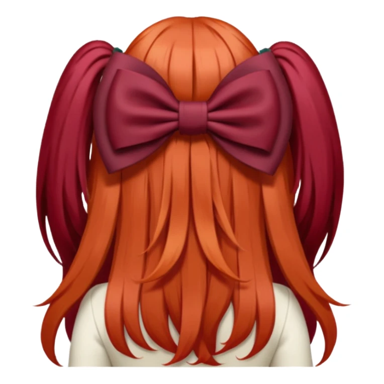 red long hairs with burgundy bow from the back sticker