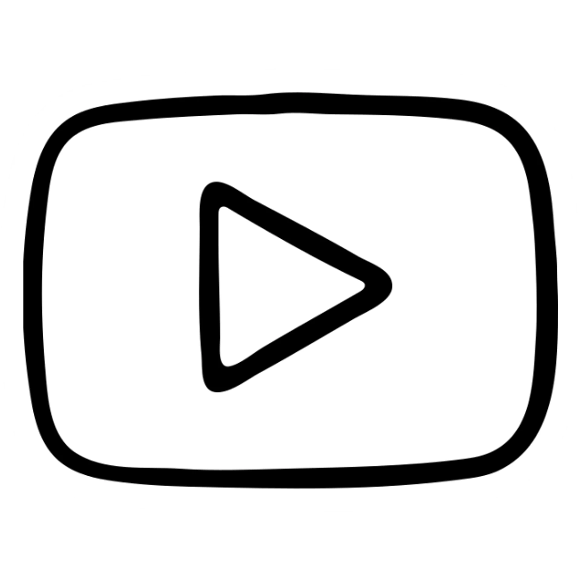 YouTube logo, rectangle with rounded corners and play button in the center sticker