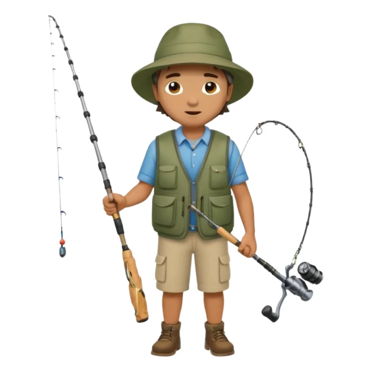 Man in motion casting a fishing rod full body sticker