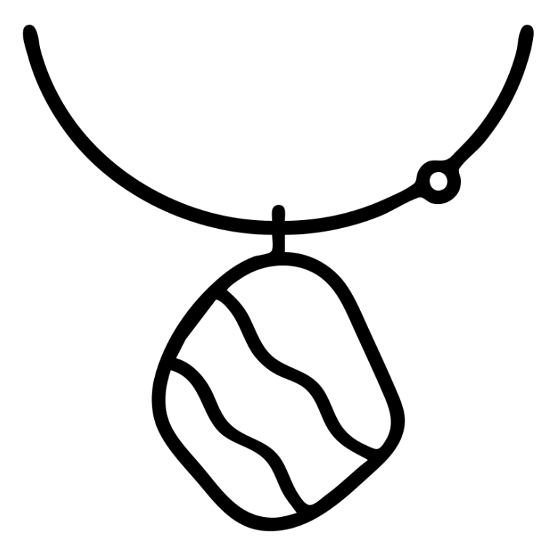 minimalist gold necklace featuring a deep blue stone with white and gray marbling, asymmetrical design, small metallic bead sticker