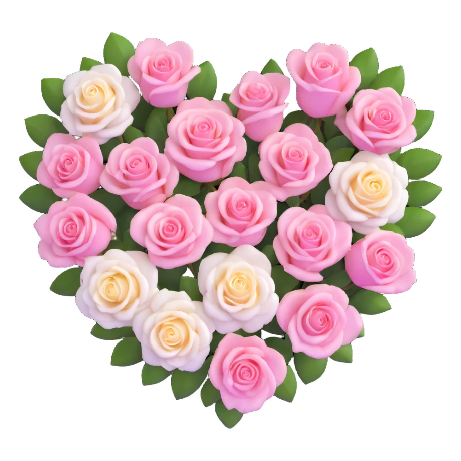 heart-shaped arrangement of pink and white roses sticker