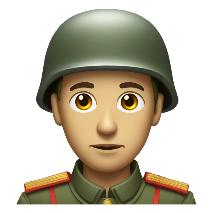 ussr soldier serious with military helmet sticker
