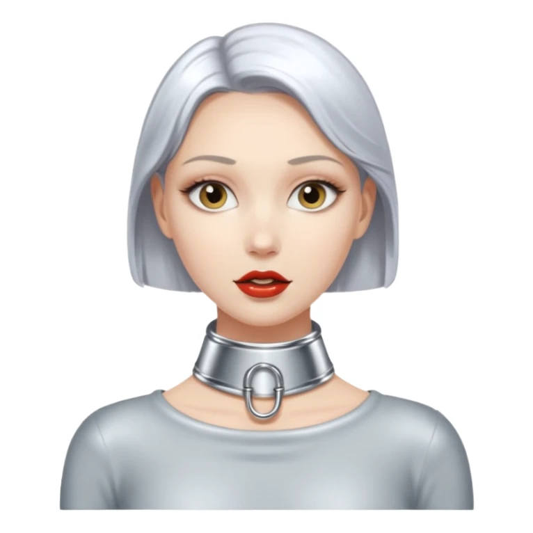 luxury fetish collar, silver chrome, smooth rounded metal, dominant erotic mood sticker