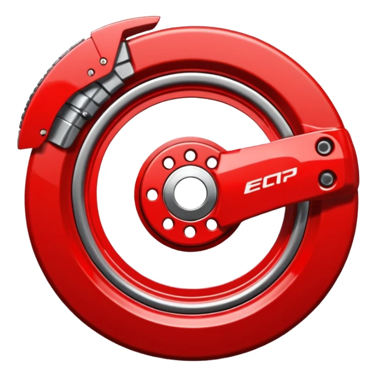 
Car wheel emoji with red brake caliper inside wheel on brake disc sticker