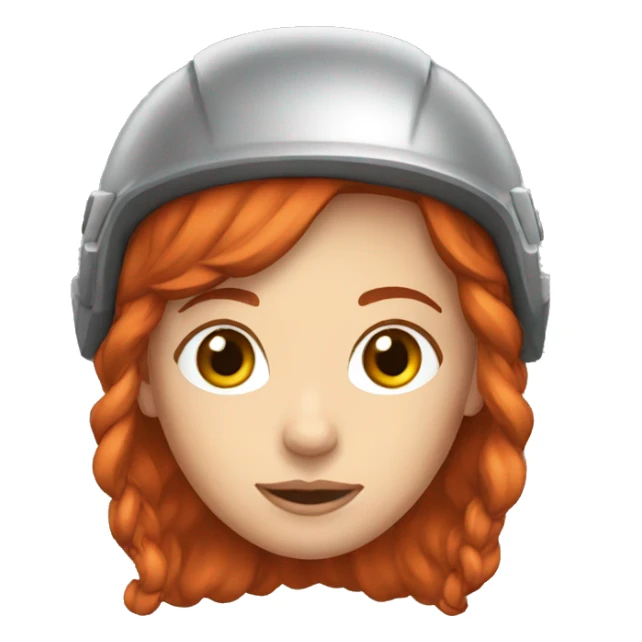 a red hair female with mountaineer helmet sticker