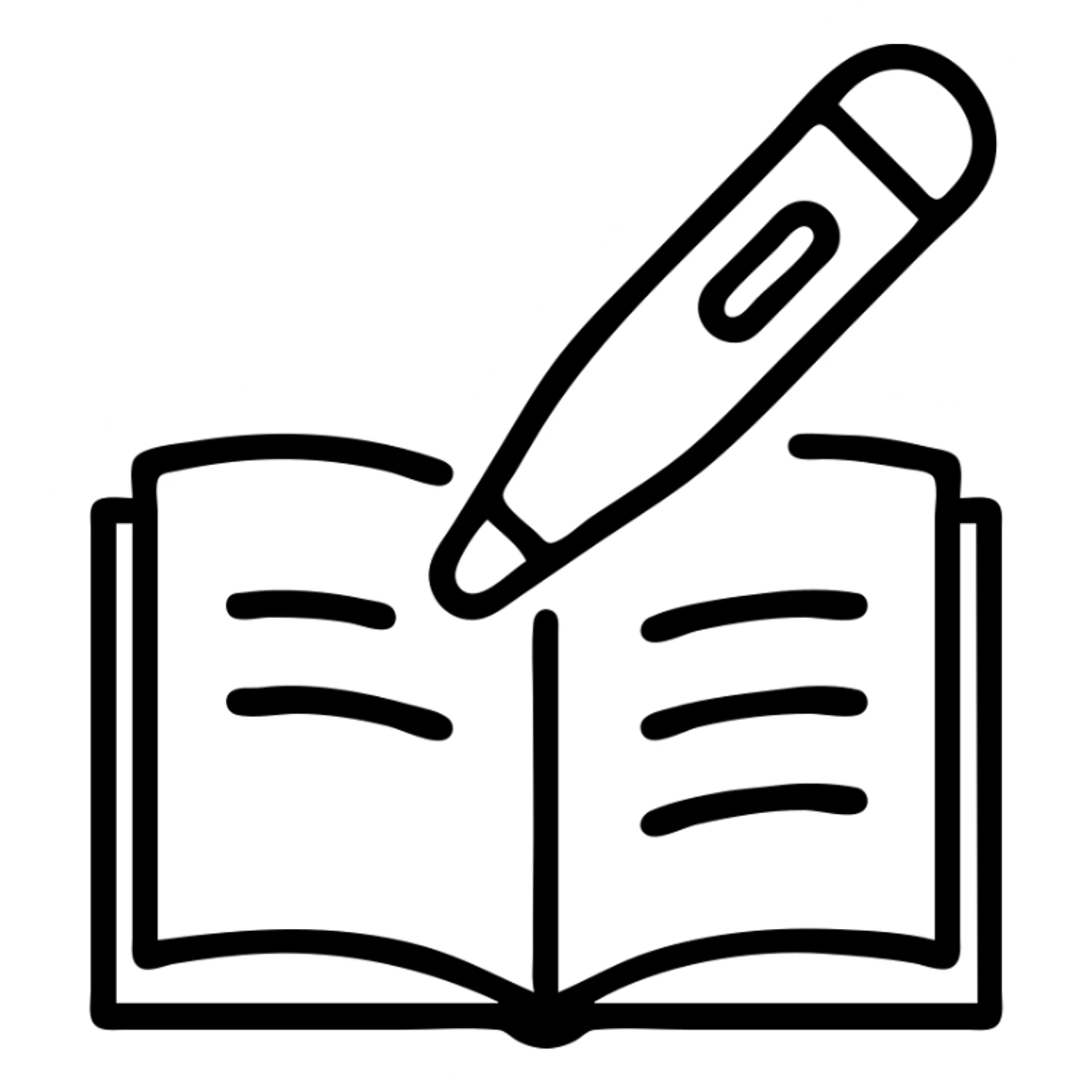 outlined reading pen icon sticker