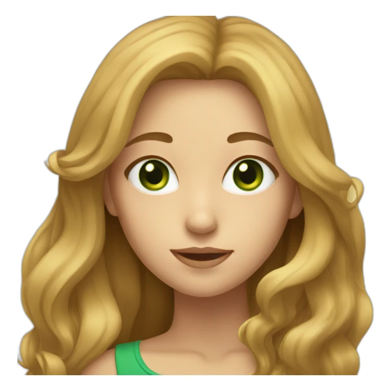 girl with long light brown hair and, green eyes  sticker