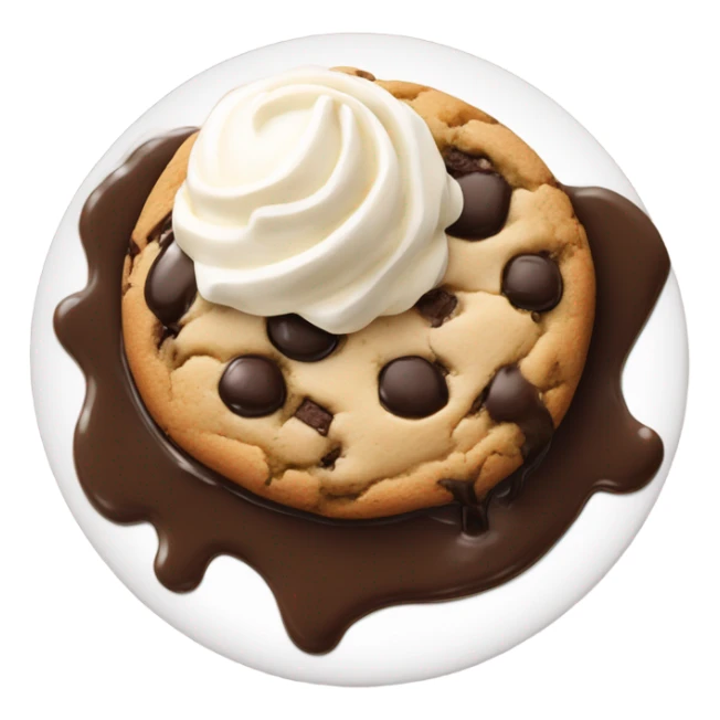 Chocolate chip cookie with ice cream on top and chocolate drizzle  sticker