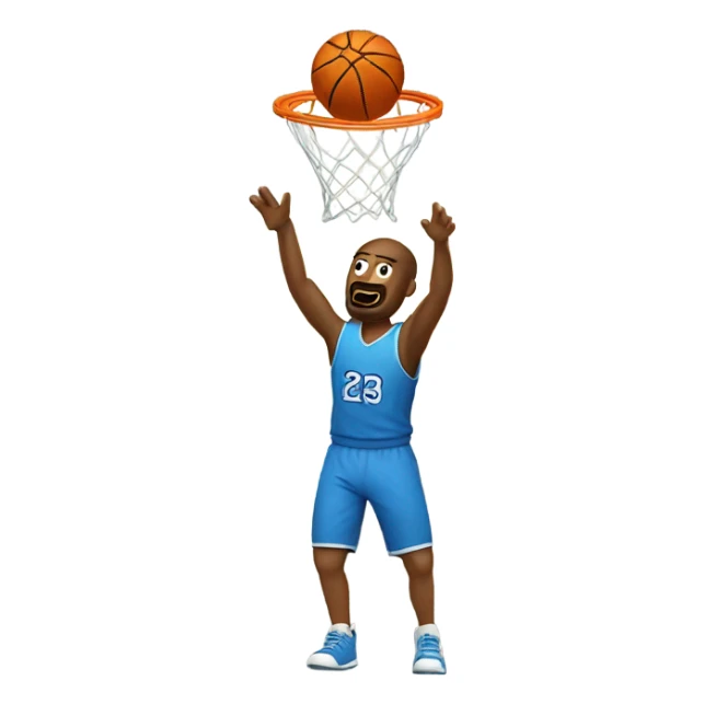a guy shooting a basketball into a hoop sticker