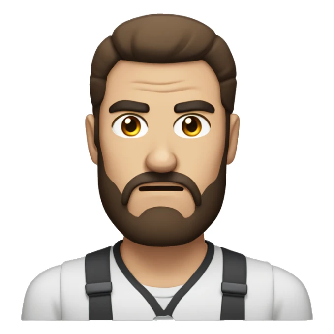 man with brown beard, blackeybrows and middle long brown hair looking angry sticker
