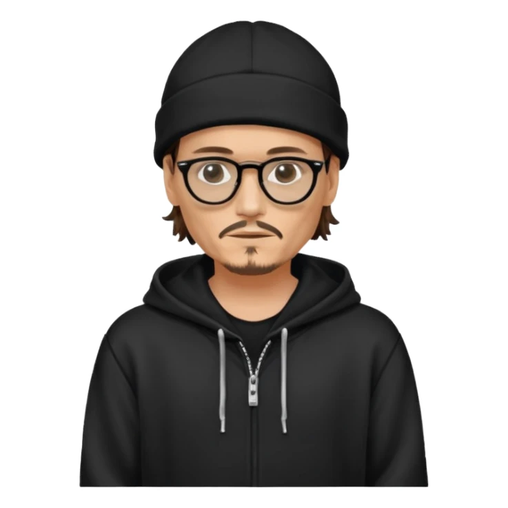 glassed johnyy depp with black hoodie sticker