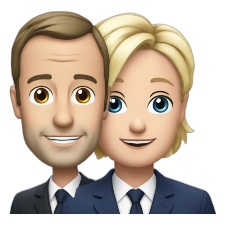 Macron et marin le pen se font un câlin sticker