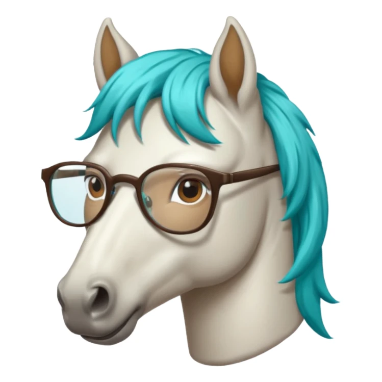 whitehorse head with turquoise hair and glasses sticker