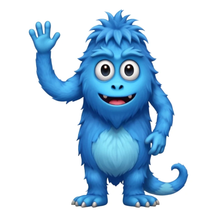 A skinny and lanky tall blue furry monster with a slightly triangular head put the top having a small curve going inward  sticker