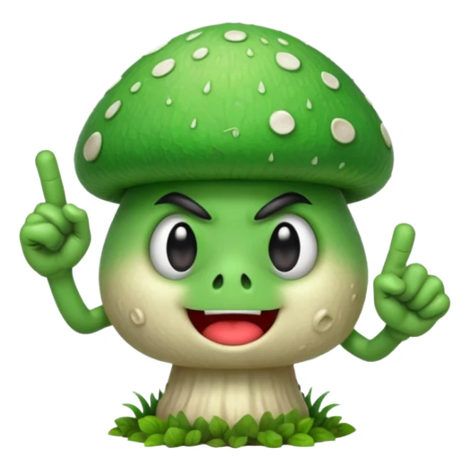 angry green mushroom giving you the middle finger sticker