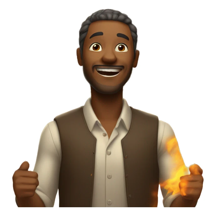a man rejoices at the fire around him sticker