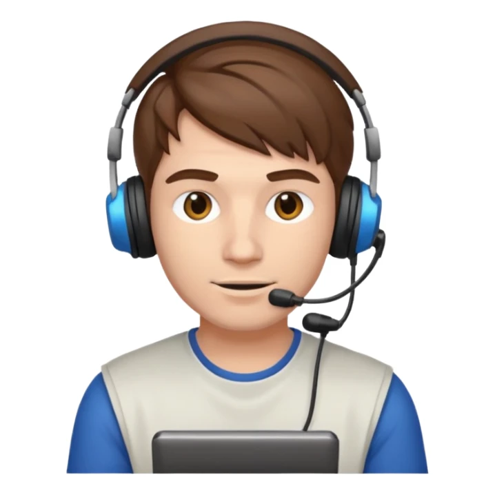 garcon blanc cheveux brun gamer sticker