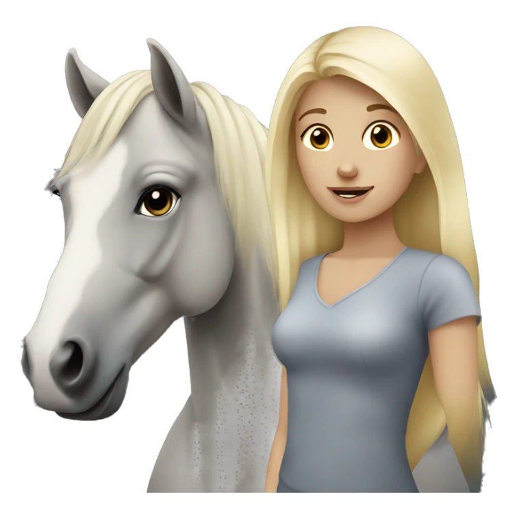 Blonde girl & grey horse sticker