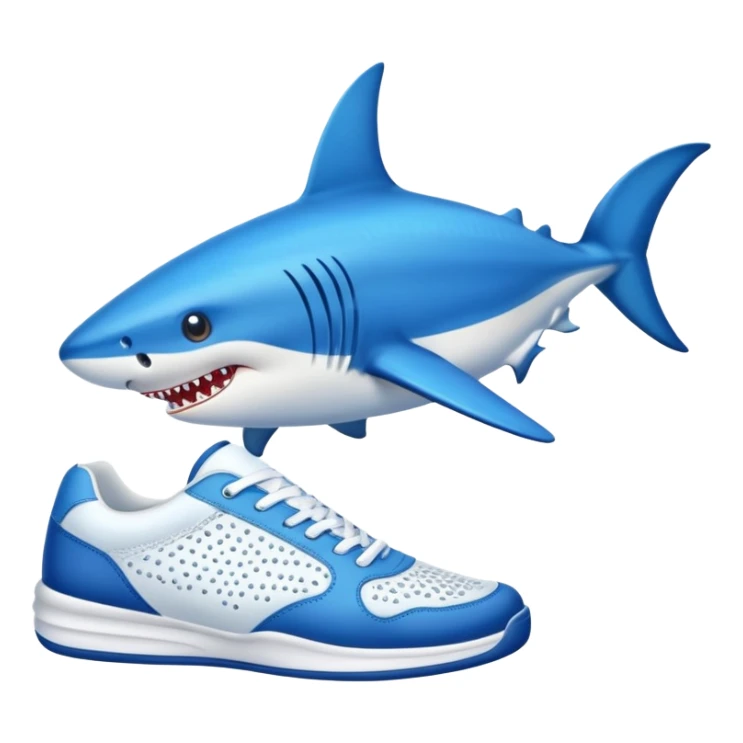 Tiburón con zapatos tenis azules sticker