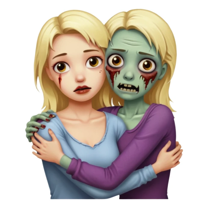 cute cruel blonde hugging zombie woman sticker