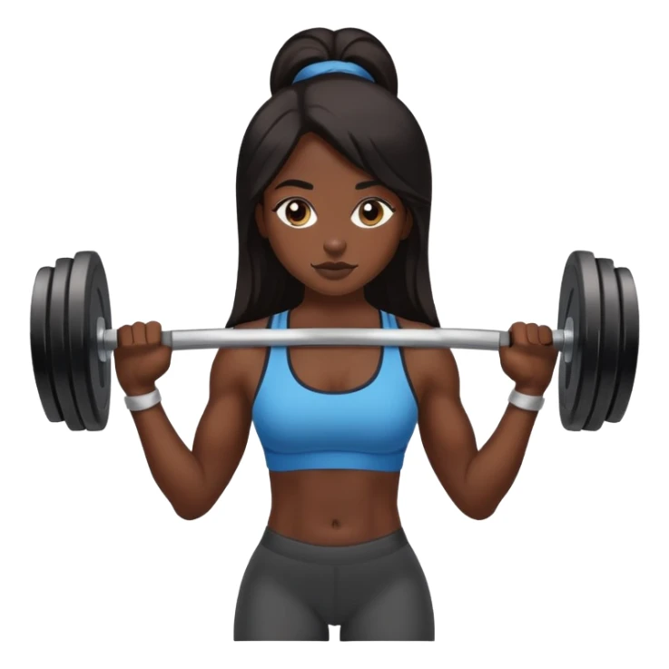 black dark girl long dark hair lifting weights gym sticker