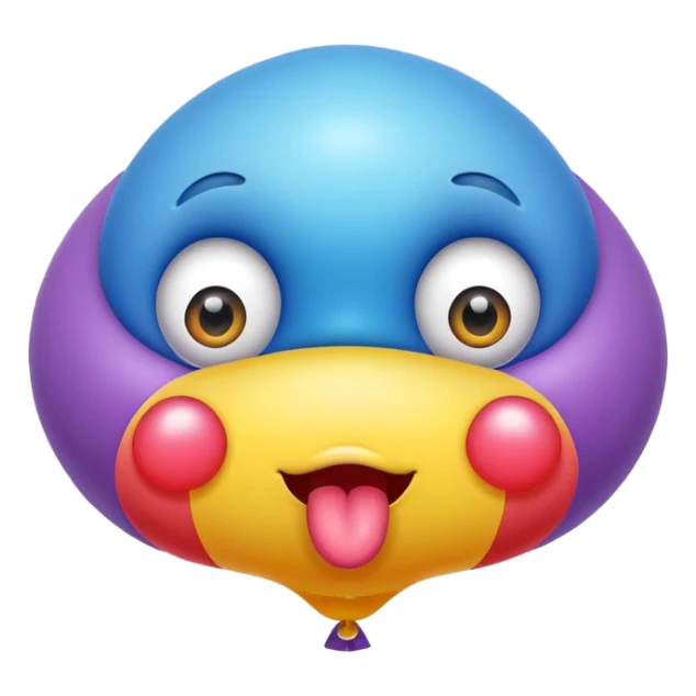 balloon with eyes and its tongue sticking out sticker