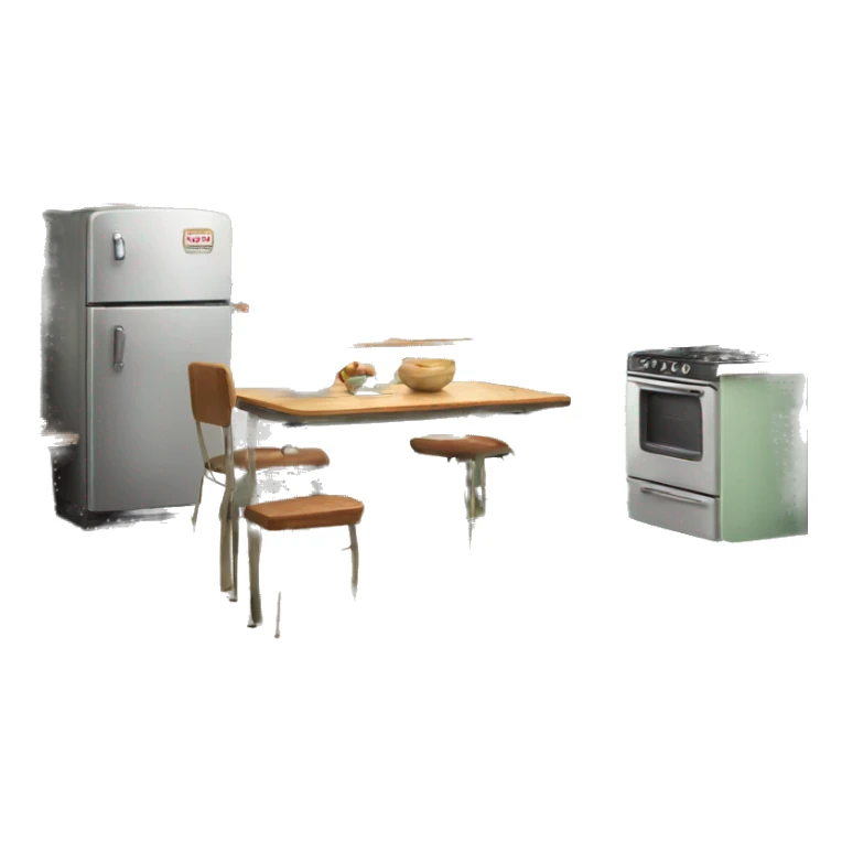 Realistic retro vintage kitchen with counters and cabinets. sticker