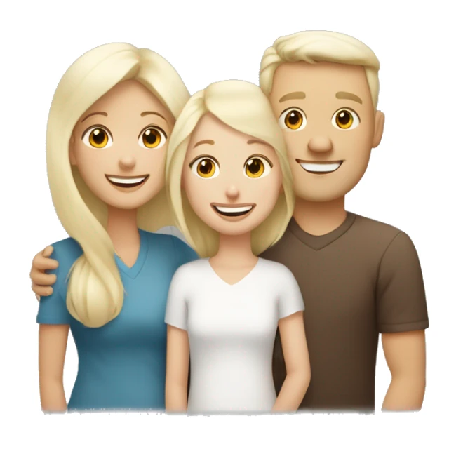 white blonde daughter with white brunette mom and white ginger dad all smiling and hugging sticker