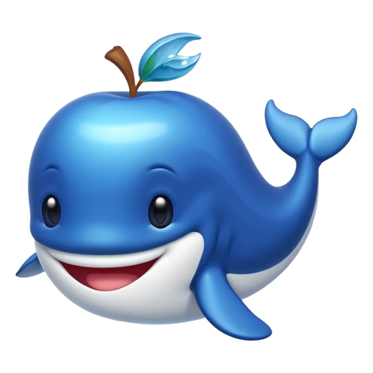 a simple and cute whale, apple emoji style sticker
