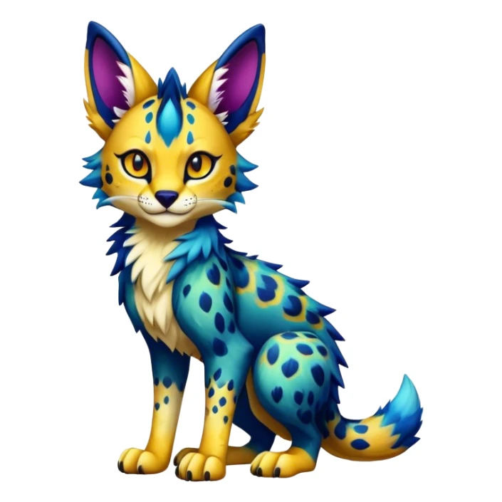 Epic Cute Colorful Dark Sergal-Serval-Vernid full body sticker