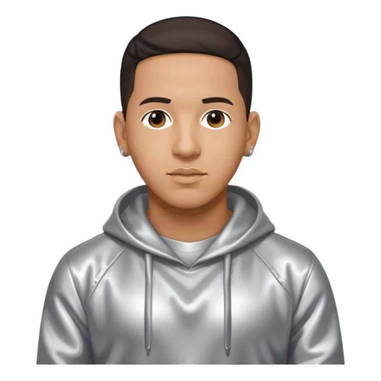 Daddy Yankee with dark brown hair, silver outfit sticker