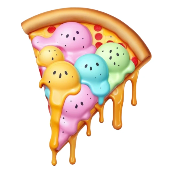 Melted neon pastel ice cream pizza slice sticker