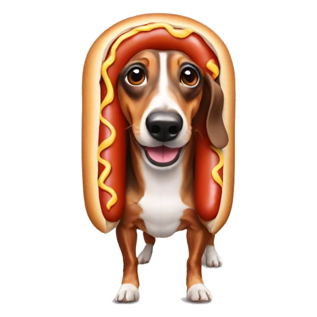 Sausage Dog in Hot Dog costume sticker
