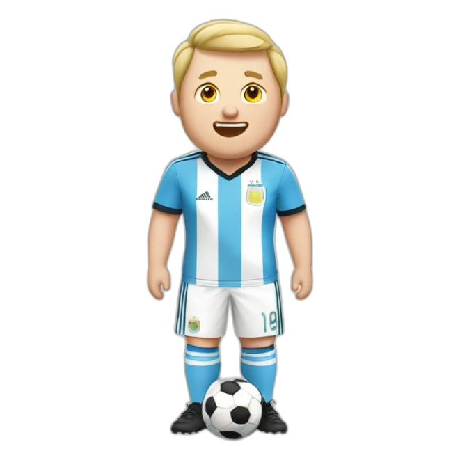 white man. Obese. argentina soccer uniform. laughing tears sticker