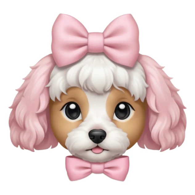 Coquette white cavoodle wearing light pink coquette bows  sticker