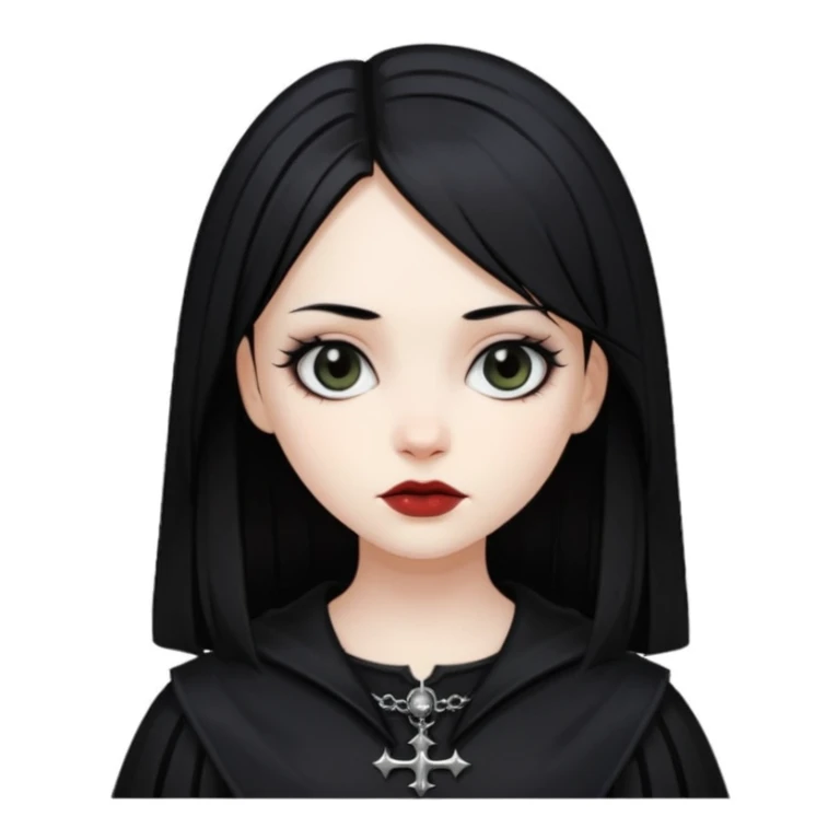 a slightly dark-haired girl in the Gothic style with black hair  sticker