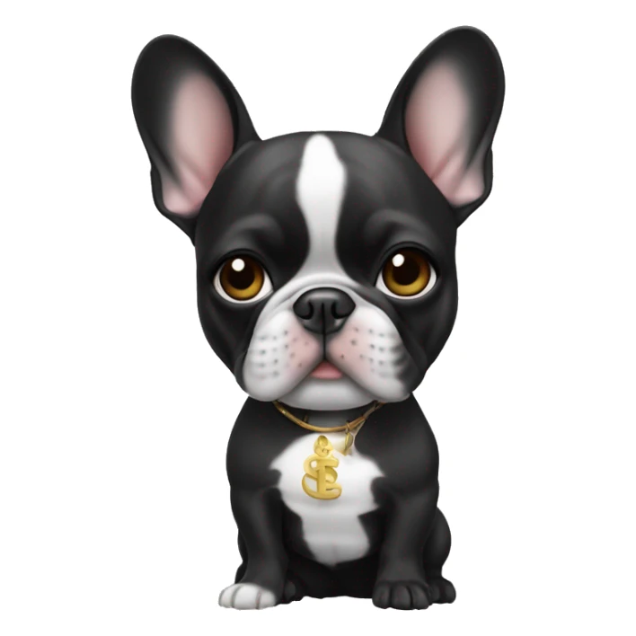 French bulldog black with White dollar with Asian girl sticker