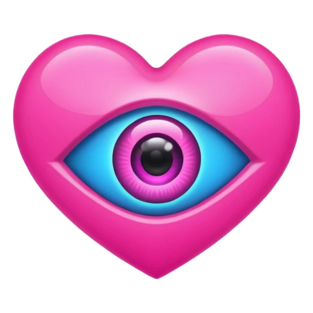 A pink neon heart with a eye in the center sticker