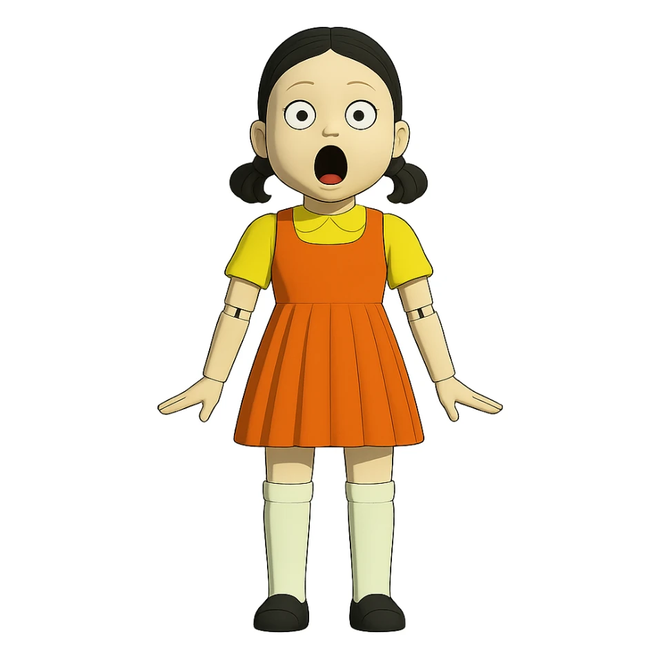 Change the expression to surprised with wide open eyes and mouth, keep the style and character the same, only modify eyes and mouth. sticker