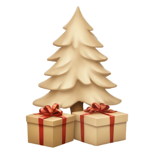 beige Christmas gifts under a beige tree sticker
