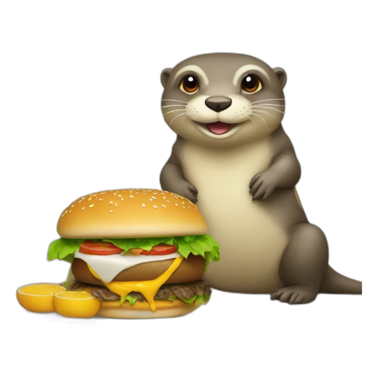 Loutre sur une tortue qui mange un burger sticker