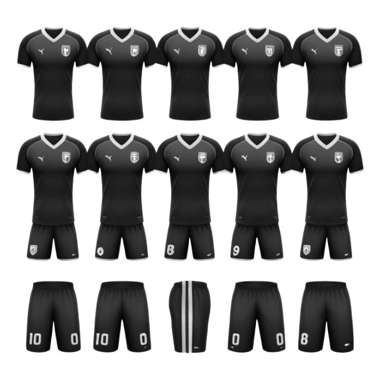 collection maillot de foot noir différents modèles (bande unique, uni, rayures) sticker