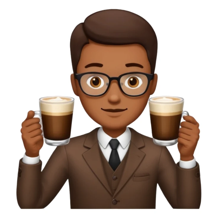 a man with two glasses of coffee sticker