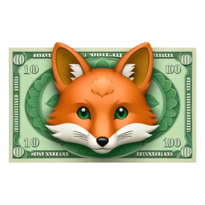 make 100 dollar bill with a small fox head outline in the middle sticker